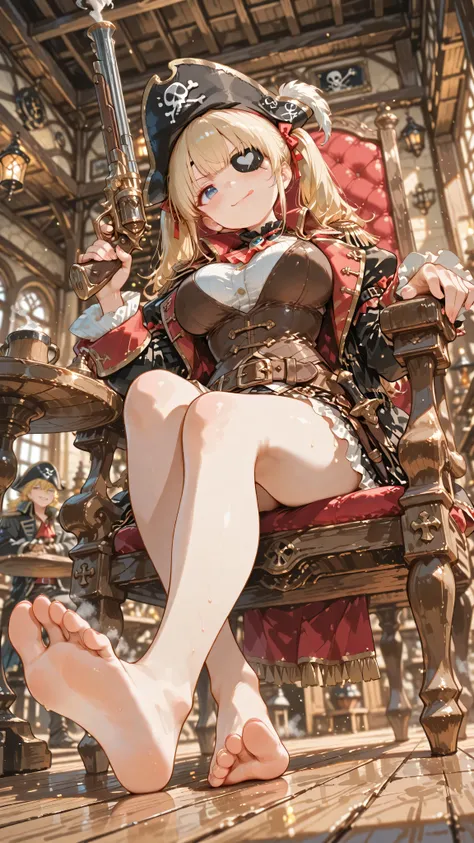 (masterpiece), (Highest Quality), (in en very detailed), (detail background), (so beautiful), 8k, 32K, high resolution, (anime coloring:1.2),(perspective:1.2), (depth of field:1.4),(blurry background:1.4),(from below:1.2),focus on legs,Dynamic Angle,tavern...