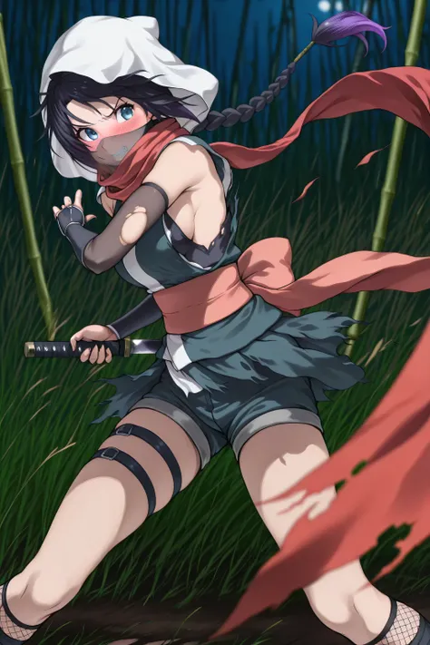 ((言語: 日本語、英語)、(Masterpiece), (Highest Quality), (High Score), (High Resolution),(4k),(one short Sword,japanise short Sword),(she grabs a short Sword),Uncensored,),

(古代の日本、(夏)、(夜)、（夜空）、(屋外)、1girl,,solo,),
(masterpiece, best quality, very aesthetic),
(,(Bam...