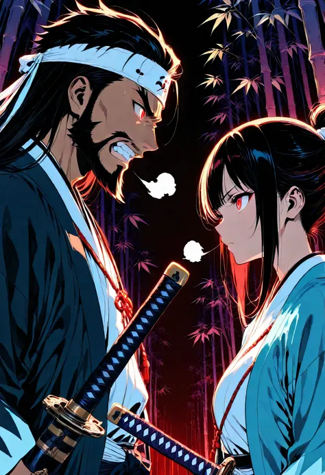 masterpiece,Ultra-high resolution,Rich contrast,Very high quality,8k,Highly detailed CG unit wallpaper,Texture,Incredibly absurd,RAW Photos,Depth of written boundary 1.2,0__11Xx_illu,(dark:2.0),Dense bamboo forest,Shinsengumi members hiding in the bamboo f...