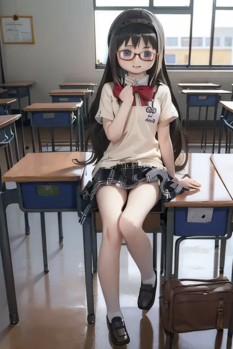 ( High Quality Wavy Lines, beautiful , masterpiece:1.2), ,{X} Perfect facial pose , (( Homura Akemi's Hairstyle)), shut up, smile, intense , Black Haired Woman Magical Girl, , ,, (((((we...