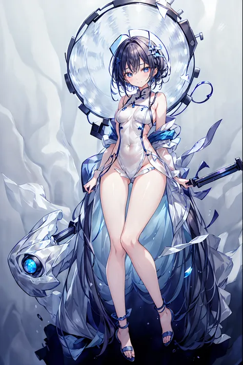 (((Forbidden Laboratory))), Background, fantasy, Amazing, ミラーレスカメラで撮影したfantasy 高品質,4K,8K,Photographer style,High-end,Countless beakers on the table，real,brown hair，shortcuts，unkempt hair，Short braided hair，Neat，slender beauty，correct attitude，small breaste...