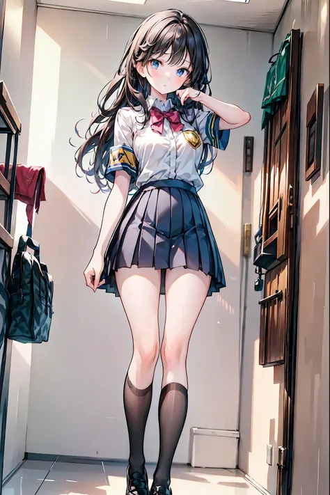 Little Girl with High Pressure Discipline Chairman，About 150 centimeters,charismatic presence, Tall Boys Surrounding Her Surrounding Her Surrounding Area,Pointing and Instructing,4K High Resolution,High Dynamic Range,Super Realistic Digital Illustration wi...