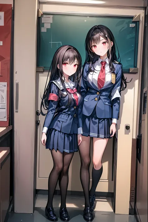 Little Girl with High Pressure Discipline Chairman，(((Chairman of the Discipline Committee's armband)))，About 150 centimeters,charismatic presence, Tall Boys Surrounding Her Surrounding Her Surrounding Area,Pointing and Instructing,4K High Resolution,High ...