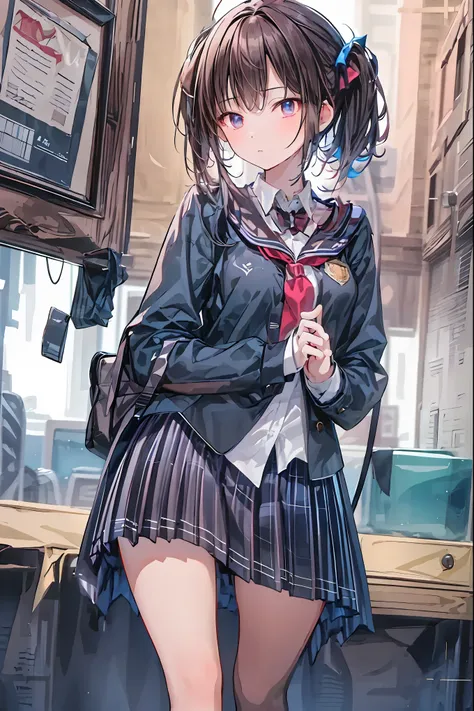 Little Girl with High Pressure Discipline Chairman,(((Chairman of the Discipline Committee's armband))),About 150 centimeters,charismatic presence, Tall Boys Surrounding Her Surrounding Her Surrounding Area,Pointing and Instructing,4K High Resolution,High ...