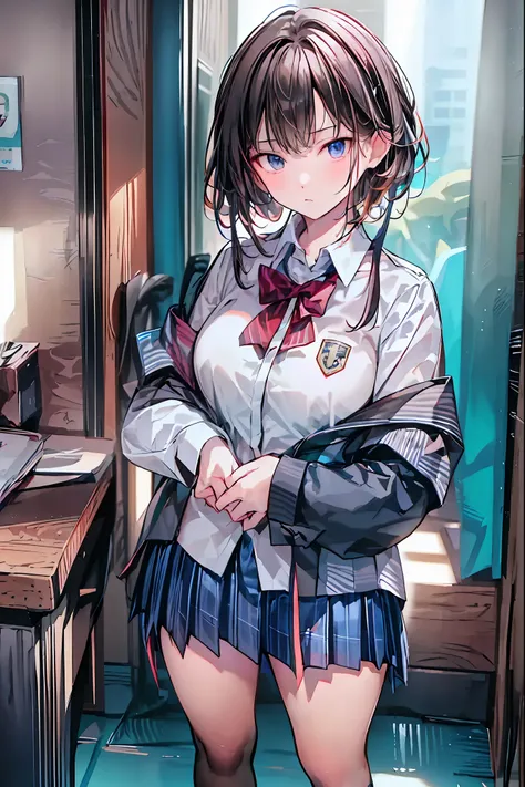 Little Girl with High Pressure Discipline Chairman,(((Chairman of the Discipline Committee's armband))),About 150 centimeters,charismatic presence, Tall Boys Surrounding Her Surrounding Her Surrounding Area,Pointing and Instructing,4K High Resolution,High ...