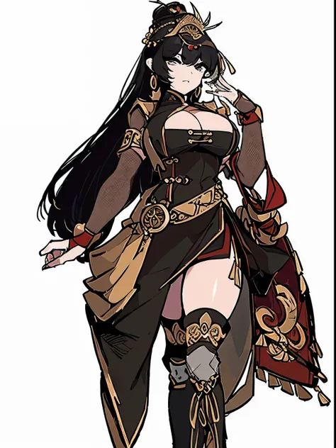 (((top quality))) ,female, References , alone, (((white background))), catching a cane , Chinese Three Kingdoms costume, ((Chest exposure)), ((Big breasts)), side slit skirt, reply, ((상reply))
