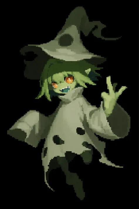 sheet green goblin ghost,solo,ghost costumel, #000000 black background,