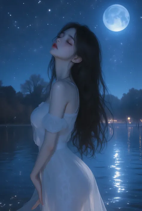 Highest Quality、masterpiece、high sensitivity、high definition、detailed description、Lakeside park、Slender Woman、Full body photo、美しいGirl、cute idol、Skin that is white and translucent、Cute mouth、Adorable Eyes、high nose、 with a high and sharp nose、japanese model...