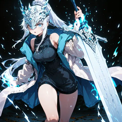 sozinho, 1 garota, lone female character, of a young teenager about 1.5 metros de altura. She stands alone against a deep black background, causing it to stand out vividly. Her physique and height are exactly like Terakomari Gandesblood from The Vexblood N...