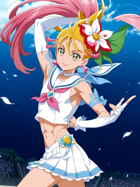 score 9 , score 8 up, score 7 up, source anime, masterpiece, Best quality, Best resolution, best image quality, anime coloring, anime colored, anime screenshot, anime screencap, 1boy, cure summer is a boy warrior, long haired anime boy, 美しい天の魔道士, flower, j...