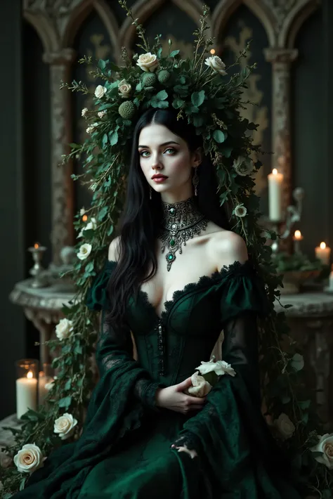 Ultra-realistic, photo-realistic, cinematic lighting and shadows, cinematic portrait, cinematic photography, realistic, hyperrealistic. A striking female figure with an intricate and skeletal face and body creates a dramatic and surreal impression. Her ski...