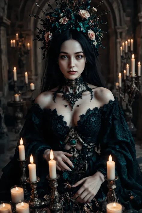 Ultra-realistic, photo-realistic, cinematic lighting and shadows, cinematic portrait, cinematic photography, realistic, hyperrealistic. A striking female figure with an intricate and skeletal face and body creates a dramatic and surreal impression. Her ski...