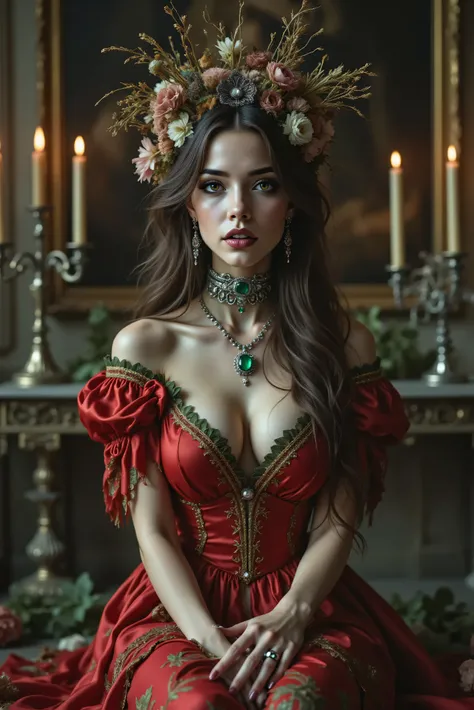 A gothic style ultra-realistic, photo-realistic, documentary style raw photography, icon style, iconic characters, 8k, cinematic lighting and shadows, cinematic portrait, cinematic photography, realistic, a hyper-realistic female gothic with an intricate a...