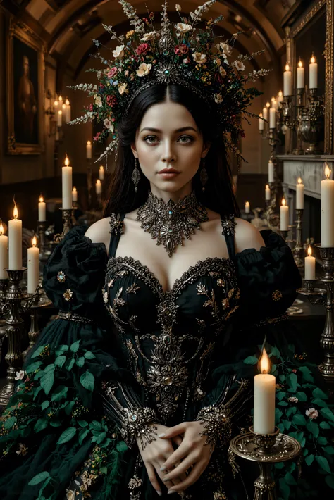 An ultra-realistic, photo-realistic, documentary style raw photography, icon style, iconic characters, 8k, cinematic lighting and shadows, cinematic portrait, cinematic photography, realistic, a hyper-realistic female gothic with an intricate and skeletal ...