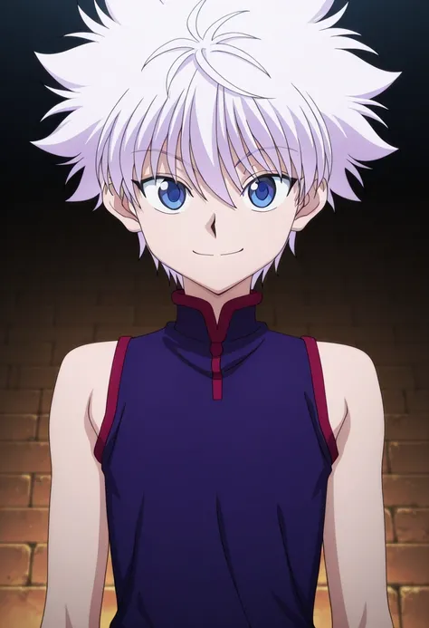 傑作、Best quality、Best resolution、Best image quality、amazing quality、 very aesthetic、 absurdres、anime coloring、anime screencap、anime screenshot、1boy、killua zoldick、<lora:killua_zoldyck_ilxl:1>、male focus、solo、white hair、short hair、spiked hair、bangs、blue eyes...