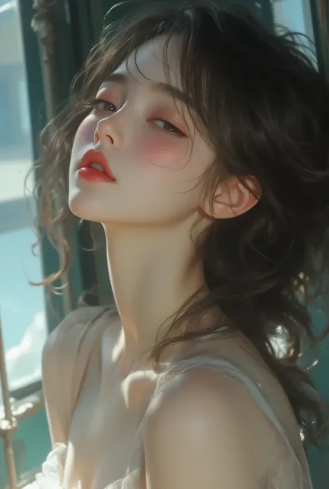 Highest Quality、masterpiece、high sensitivity、High Fine、detailed description、Lakeside Park、Slender Woman、（Full body photo）、beautiful girl who lost、cute idol、Skin that is white and translucent、Cute mouth、Adorable Eyes、high nose、High Sharp Nose Line、japanese ...