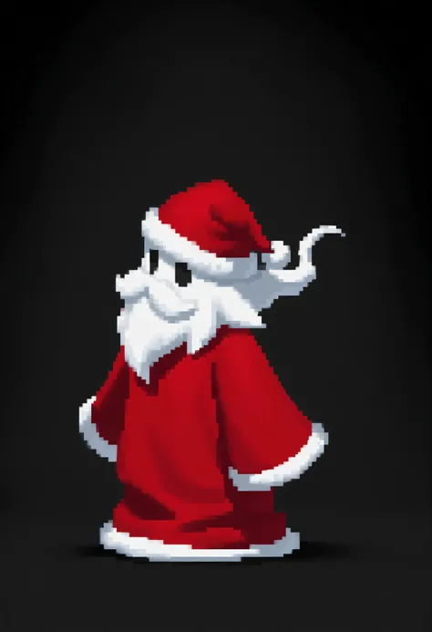 sheet red santa with a big white beard ghost,solo,ghost costumel, #000000 black background,