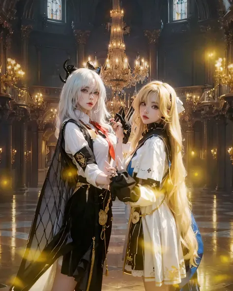 ((PHOEBE & ZANI_WUTHERING WAVE)) ((photorealistic)),(highlight hair)), Light reflection, (( HD )),((upper body)), (((best quality, masterpiece))), (masterpiece) (best quality) (detail) (8k) (HDR) (wallpaper) (cinematic lighting) (sharp focuasterpiece, best...