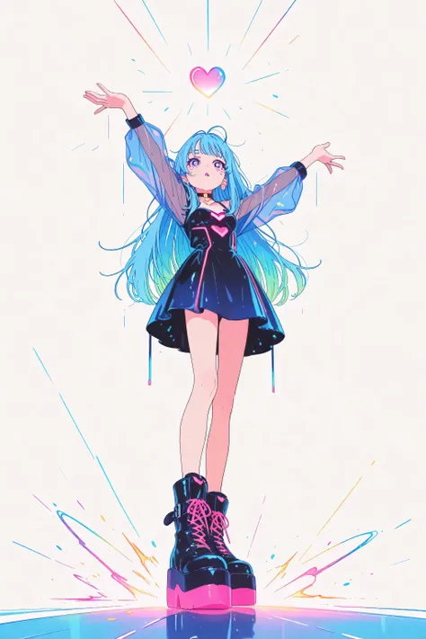 masterpiece, Highest Quality, anime style, Brilliant Colors, clean line art, ultra sharp, full body, central frame, dynamic configuration, dramatic angle, white background, Rimlight, motion blur, shockwave effect,  Color Flare , Teenage Girls, Bubble Gum B...