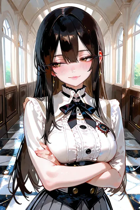 style_name,rolua.noa artstyle,style_name,((1girl)), (solo), teenage, aesthetic, pink lips, beautiful, pin-up, black hair, long hair, hair between eyes, sidelocks, porcelain skin, beautiful, brown eyes, medium breast, closed mouth, light smile, blush, large...