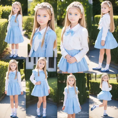 Full Body,European girls,blue eyes,Blonde long hair,10 years old,