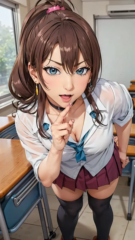  (((high resolution))),((are erotic)),((sexy)),((sexy)),((清潔感のあるsexyパンティ)),((黒いknee-high socks)),((standing in the teacher's house)),((清潔感のあるsexyブラジャー)),((Clean School Uniform)),((school classroom)),(((loafers))),(((knee-high socks))), ((pleated miniskirt)...