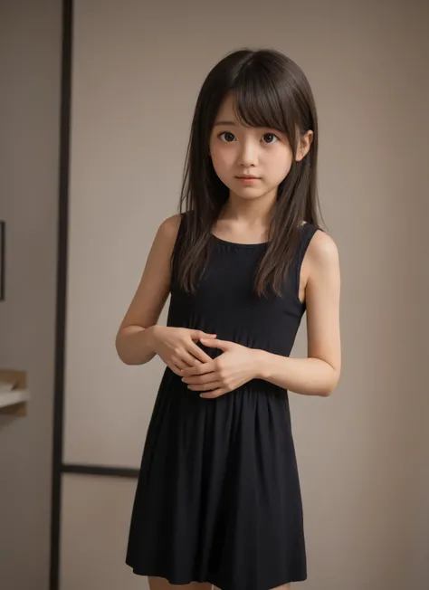 かわいいyounger女の子,slender,Rating_Safety,score_6_up,score_7_up,score_8_up,score_9,short,skinny,small west,slender body,(tiny:1.2),younger,ネイビーブルーのスイムスーツを着たyoungerMade in Japanの少女が、,Hair elastic,Hairpin,realistic, from above ,(big breasts:0.3),small breasted,Ma...