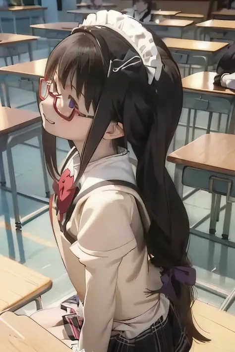 ( high quality wavy line, beautiful , masterpiece:1.2), ,{X} Perfect Face Pose , (( Homura Akemi's Hairstyle)), shut up, smile, intense , Black Haired Woman Magical Girl, Carrying coffee , ,, ...