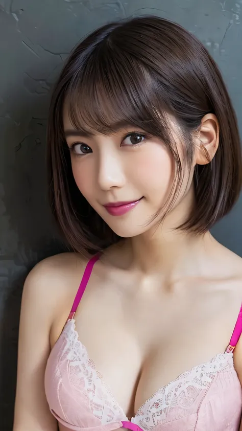   very detailed,  masterpiece ,  Highest Quality, (( realistic)) 、((slim 30 year old Japanese woman)) 、beautiful detailed eyes 、((makeup))、((beautiful symmetrical face)), ( skinny body:1.6)、((bright brown hair、 Straight short hair)), A sophisticated face 、...