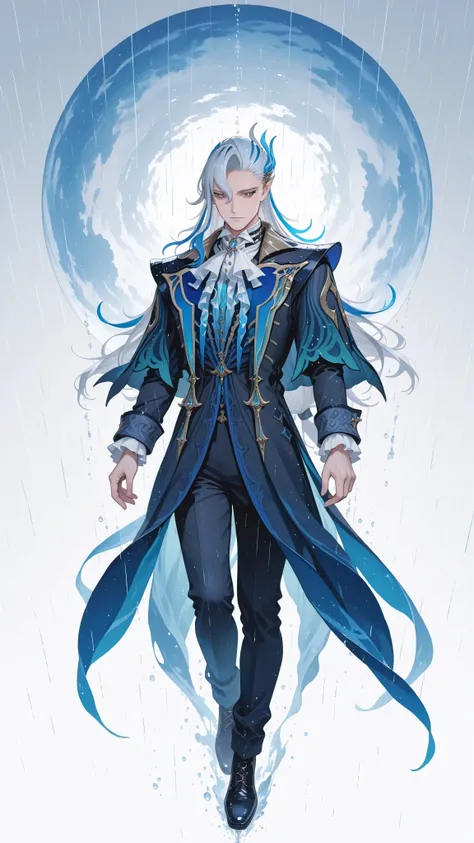 1 Beautiful Man,(beautiful man losing his left hand : 1.3),masterpiece,Highest Quality,HD Images,8k,texture,
Neuvillette,Dynamic Angles,Hallucinatory Art , hand drawn dream world,Watercolor Smudges,thick outline,illustration style,clear line,rain,Look do...