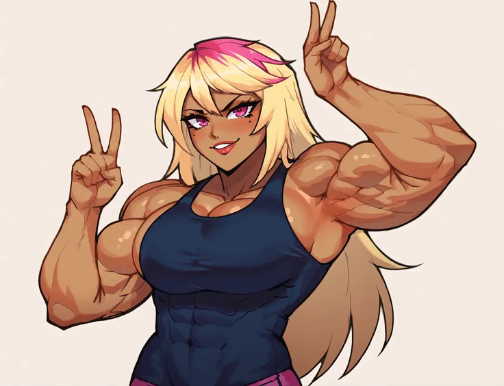 score_9 , score_8_up , score_7_up HiQuality zPonyDXL positive , zPDXL2 , , good_hands , perfect hands , , huge breasts , gigantic breasts , thighs , wide hips, multicolored hair , two-tone hair , bangs , anime screencap, absurdres, high quality, offici...