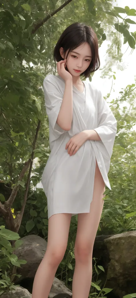 (:1.3),leg up,かわいいyounger女の子,pointing left hand_Herself,slender,(slender:1.3),short,skinny,(skinny:1.3),slender body,(slender body:1.5),small body,younger,(younger:1.5),pussy,holding my penis in my mouth,realistic,in the skin There is a large amount of sem...