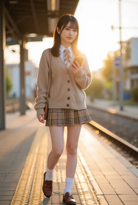 ultra detailed,8k,high resolution,beautiful detailed,high contrast,sharp focus,
best quality,super hyper realism,realistic,photorealism,(realistic skin:1.2),
japanese solo girl, no makeup, (from below:1,2), facing to the side, light smile, warm orange...