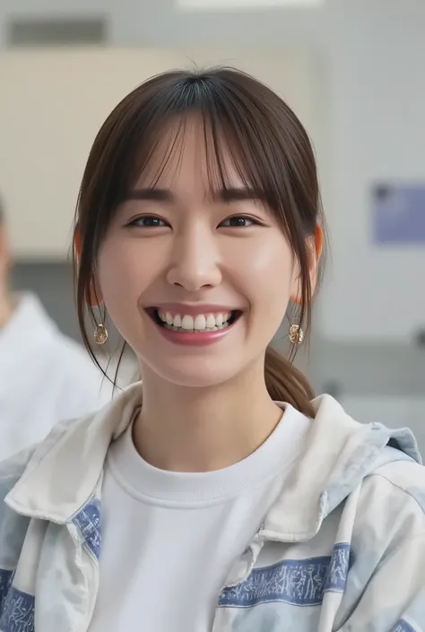   Highest quality live action  、    high image quality  、 masterpiece、   very well detailed、   Complete Anatomy 、  full body portrait 、  Pay attention to the lower body  、 fold your hands on your back、   standing with legs crossed  、 Tilt your head slightl...