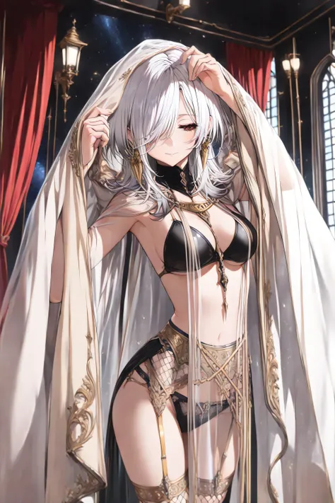 ((言語: 日本語、英語)、(Masterpiece), (Highest Quality), (High Score), (High Resolution),(4k),Uncensored,),
((屋外)、1girl,,solo,),
(,(A nobleman's mansion, an opera house, a stage, thick red curtains, windows, a starry sky, a dark room, a wall lamp, a magic lamp),,...