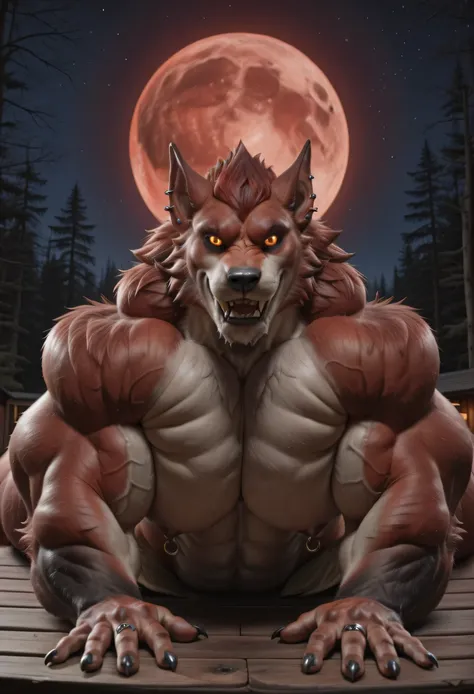 score _9, score _8_Up, score _7_Up, masterpiece, masterpiece, best quality, amazing quality, high quality, RAW photo, (Photorealistic Style), (Perfectly Correct Anatomy), (Full Body). (furry), (1boy), (Huge Adult Male muscular bara Werewolf Lycan West from...