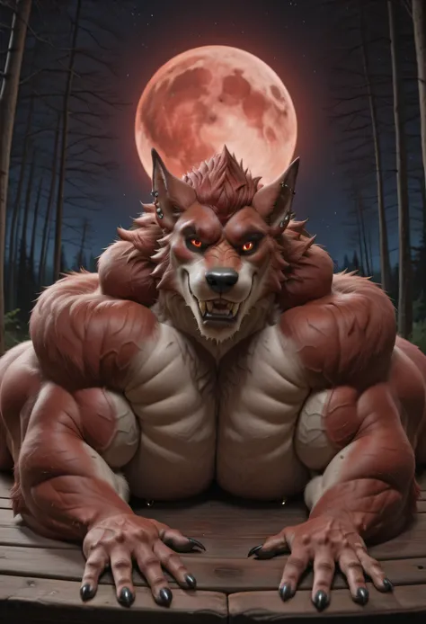 score _9, score _8_Up, score _7_Up, masterpiece, masterpiece, best quality, amazing quality, high quality, RAW photo, (Photorealistic Style), (Perfectly Correct Anatomy), (Full Body). (furry), (1boy), (Huge Adult Male muscular bara Werewolf Lycan West from...