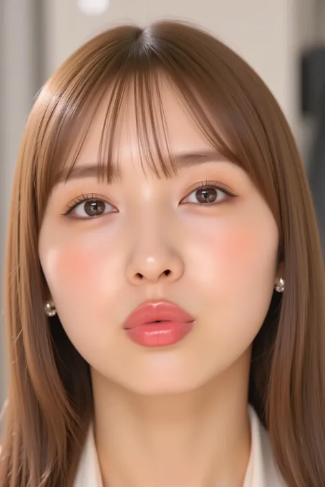 (Highest Quality、greatest masterpiece、Highest Image Quality、high resolution)、One beautiful woman、solo、(she closes her eyes and kisses me:1.2)、accurate anatomy、nude、face close-up、 beautiful glossy skin 、Ultra high definition beautiful glossy lips、Ultra high...