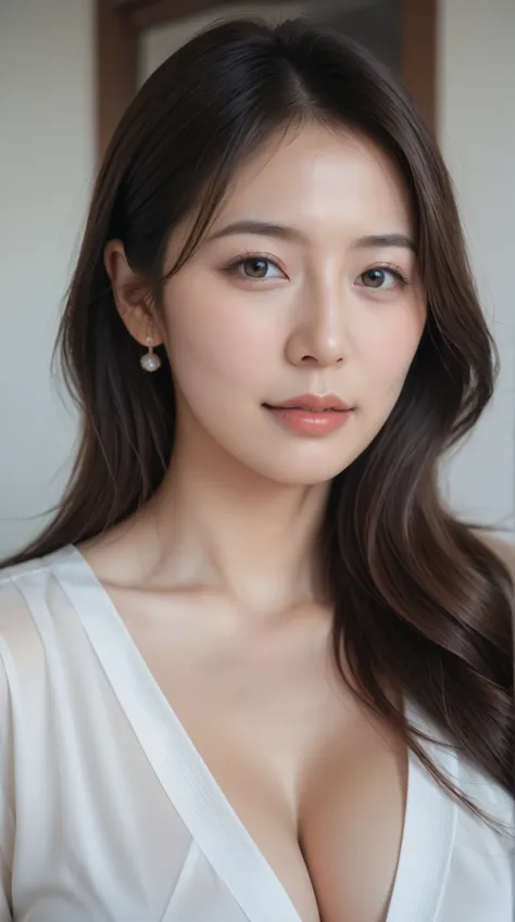 cowboy shot:1.2,(Highest Quality, 8k, masterpiece, photorealistic, high resolution), beautiful Japanese mature woman, 40 years old,office casual,portrait.