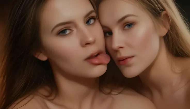 18yo huge_breasted woman,2women, she_licks_pussy,licking vagina,(cunnilingus),tongue,saliva, intimate, close-up, detailed facial features, erotic, aroused, heavy breathing, intense eye contact, sensual, passion, suggestive, romantic, soft lighting, dramati...