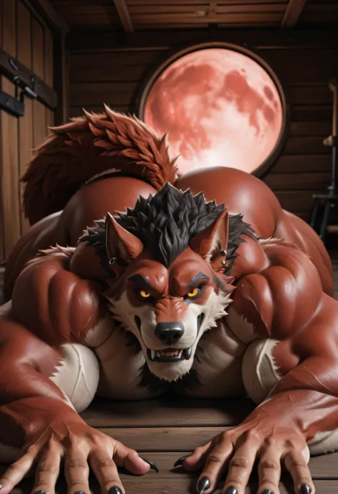 masterpiece, masterpiece, best quality, amazing quality, high quality, RAW photo, (Photorealistic Style), (Perfectly Correct Anatomy). (furry), (1boy), (Huge Adult Male muscular bara Werewolf Lycan West from Fortnite), (Himbo:1), Very Masculine, Huge Man, ...