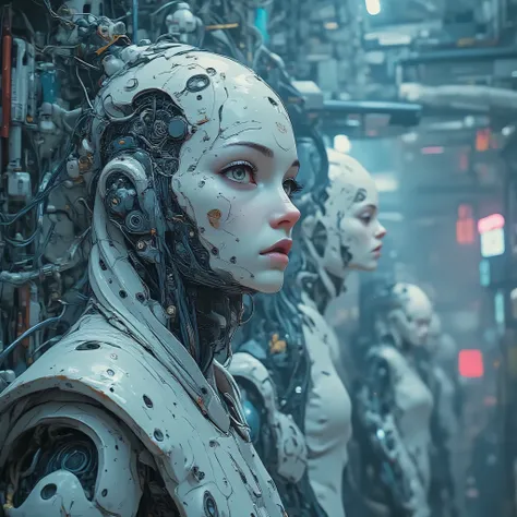 A factory that makes artificial humans、Production Lines、The final process is completed by putting on a rubber mask that looks just like a human