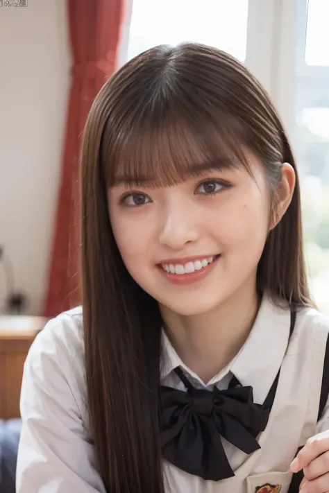 Japanese high school girl,(uniform:1.3),gravure pose,cowboy shot,(Smile Yan:1.2),(beautiful lighting), (RAW photo), (photo-realistic:1.4), (high resolution), masterpiece, (8k ultra-detailed),