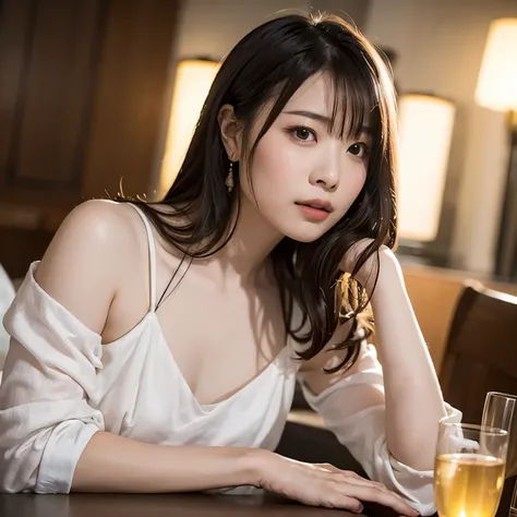 A cinematic portrait photograph of a serene 20-year-old Thai girl with long, flowing white hair cascading down her shoulders. She stands gracefully, wearing a delicate silk dress, and offers a soft smile, her deep black eyes reflecting a quiet confidence a...