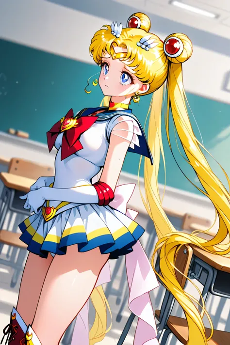 Super Sailor Moon,1 Femme,Seul,
Devant,Chercher,du côté,
Double coup,cheveux blonds,twin tail,cercle,
blonde,queue de cheval,cheveux très longs,
ruban rouge pour les cheveux,franges avec raie,
cheveux intérieurs colorés,
yeux bleus,beaux yeux,grands yeu...