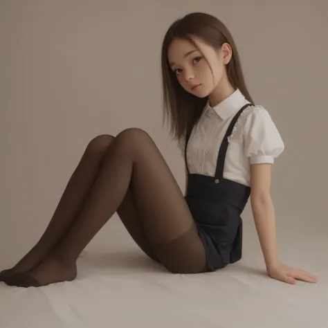 1 Girl、maids、(Smile Yang:0.3)、is looking here,sitting、 Thin tights 、From the side、open both legs,(younger:1.5),(skinny:1.1),japanese