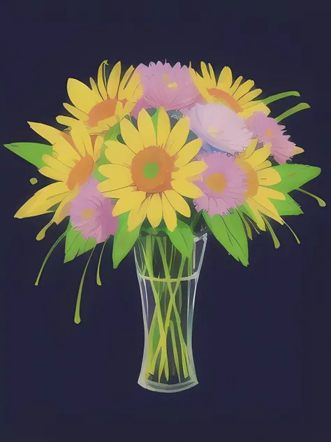 (masterpiece, best quality:1.2), ((spring flower bouquet)), cute, spring,neon colors, detailed, intricate details, glowing outlines, thick brush strokes
