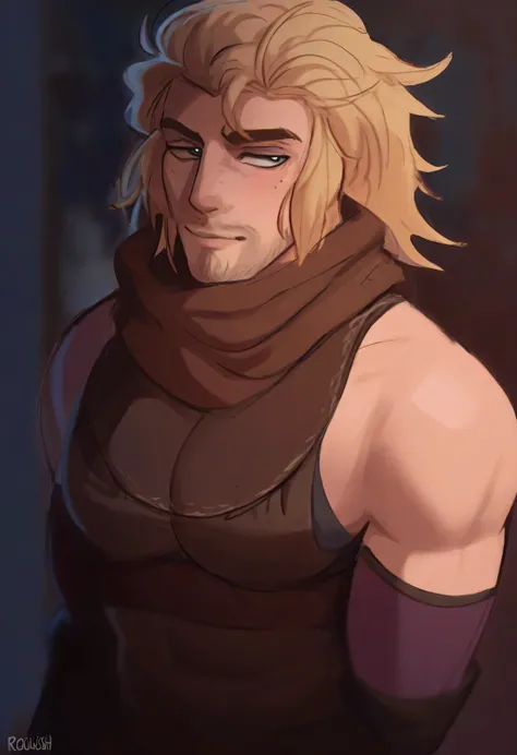 a human rogue. is laid-back, relaxed. male human, roguish, D&D adventurer