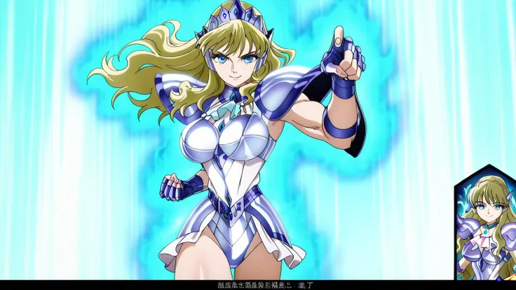 傑作, Best quality,.Best resolution,.Best image quality, amazing quality, very aesthetic,.absurdres, anime coloring, anime screencap, anime screenshot, 1girl, mii, girl is wearing a white leotard outfit, zodiac girl knight, 14 years old, Portrait of a Zodiac...