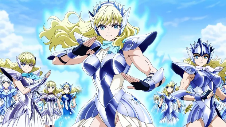 傑作, Best quality,.Best resolution,.Best image quality, amazing quality, very aesthetic,.absurdres, anime coloring, anime screencap, anime screenshot, 1girl, mii, girl is wearing a white leotard outfit, zodiac girl knight, 14 years old, Portrait of a Zodiac...